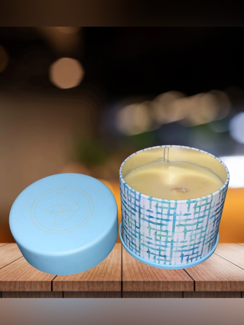 NEW! Firefly Candle Co.  Blue Metal Tin Trinket Jar Fresh Cut Balsam 5oz